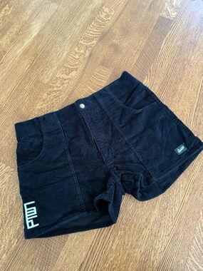 HAMMIES Corduroy Black Retro Shorts High Rise Wide Wale 70s Throwback 34